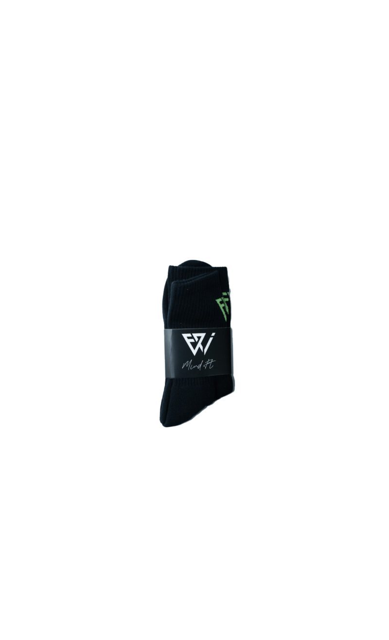 Chaussettes sportswear fwi mind ft noirs logo vert montantes