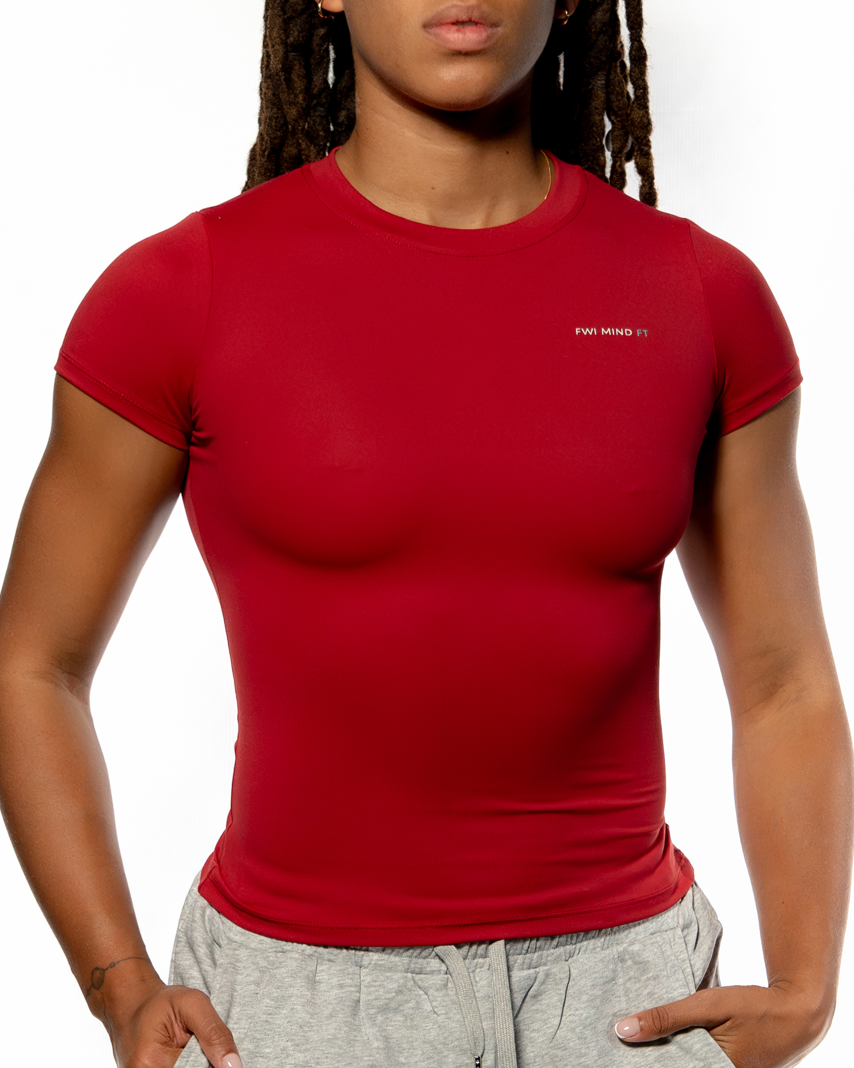 Haut-de-gym-femme-rouge-Cluny-1- Tee-shirt sport femme Cluny